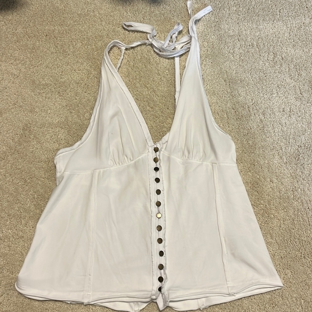 FREE PEOPLE - We The Free Size Small - Cotton Halter Tank White